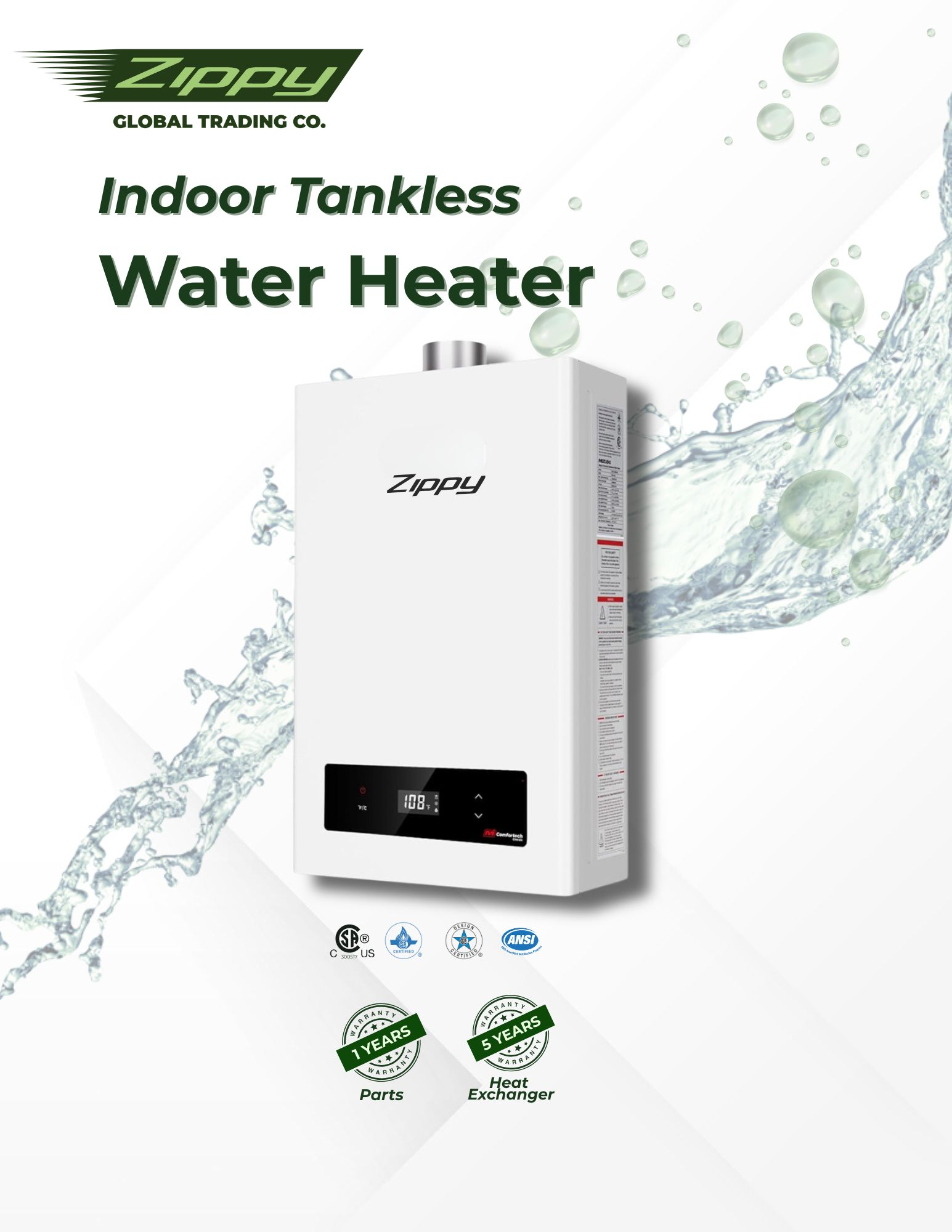 Zippy AquaFlow ST-200 — High-Efficiency Indoor Tankless Water Heater