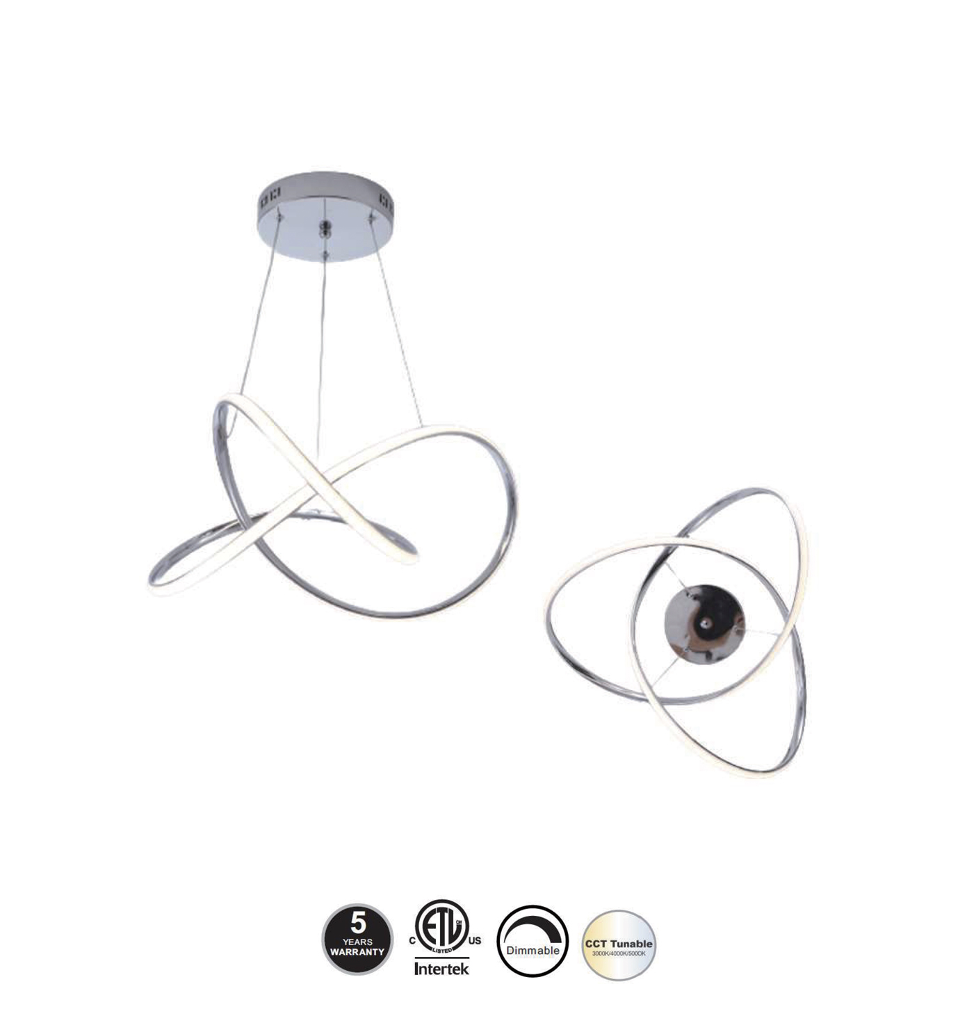 Zippy LED Swirl Pendant Chandelier — Sophisticated Swirl Design Residential & Commercial Light